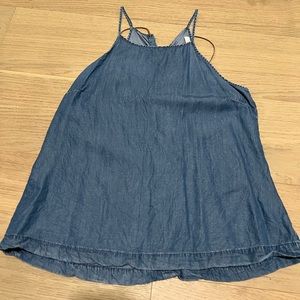 Altar’d State denim halter top with brown tie on back. Size small hood condition